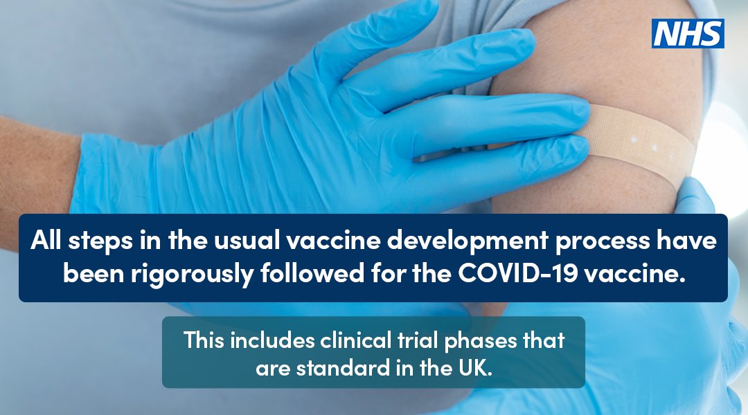 The #CovidVaccine is safe. All steps in the usual vaccine development process have been rigorously followed, including clinical trial phases. 

It is being offered to those who will benefit, starting with those who need it most.

nhs.uk/CovidVaccine