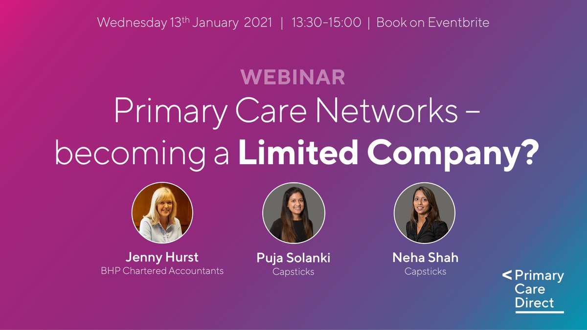 PrimaryCareD's tweet photo. We are inviting you to join a free interactive webinar with @CAPSTICKSLLP and @bhp_consulting on the 13th January from 13:00-15:00.

Find out more and sign up on Eventbrite here: https://t.co/R1JUoHJEGp
 
#webinar #ClinicalDirectors #GPs #PCNmanager’s https://t.co/7yNthfK72e
