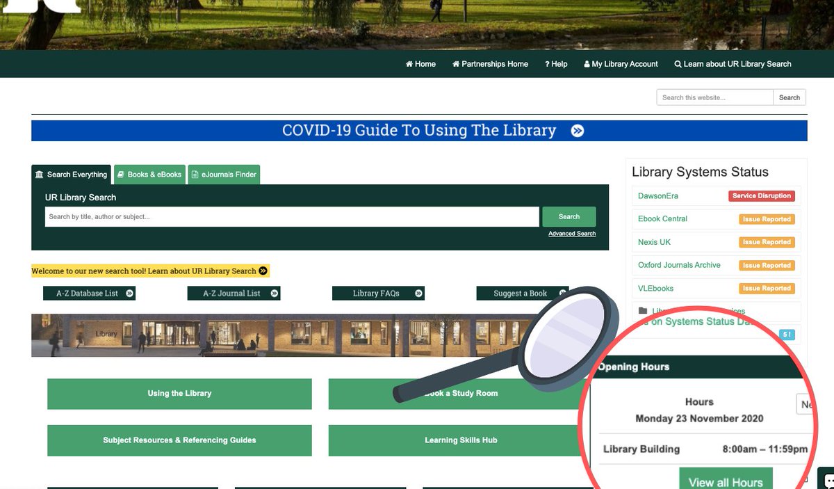 UR_Library's tweet image. Did you know that you can also check our Christmas opening hours on the library homepage? 🕐🕰️
Here's where you can find it 😉
#LibraryBasics