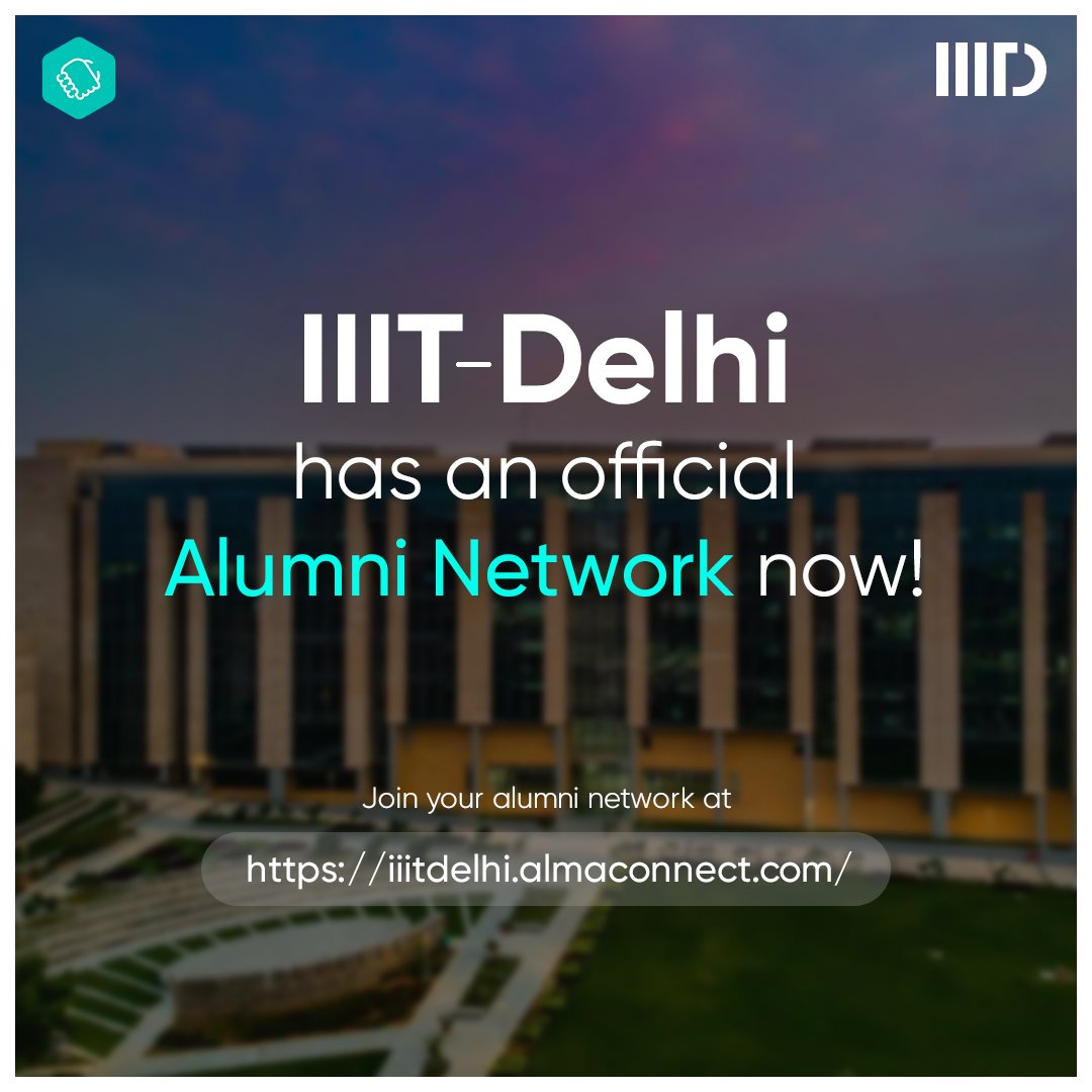 IIITDelhi's tweet photo. We're happy to announce that #IIITDelhi now has a new official #AlumniNetwork on @AlmaConnect. 
 
Join the network today at- https://t.co/NajVgh7xLi &amp; start exploring the new ways to connect with your #AlmaMater!
 
#IIITD #AlmaConnect #AlumniPortal #IIITDAlumni #alumni https://t.co/yQIoN4jWns