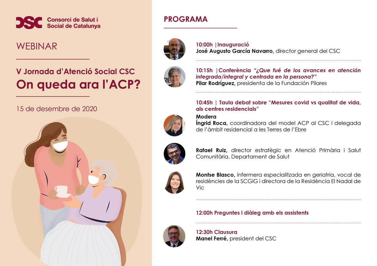 CSC_Consorci's tweet photo. 📢💻 Ara, online, comença la jornada de l'àmbit social del #ConsorciCSC #acpCSC 

On queda ara l'Atenció Centrada en la Persona? 🧓🏻👴🏻 https://t.co/FsqNSazU2p