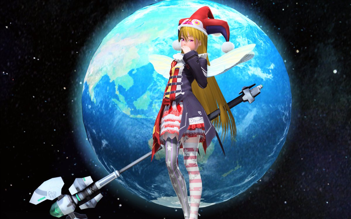 Kagasan En Twitter 管理番号02 108のクラウンピース 縞タイツ B赤の上にノクターナルミスティ雅 In 更にその上に星柄スケルトンタイツ白を重ね 遂に左右非対称カラーを再現 翼はドラゴンフライ 帽子はフォニュエールハットとパーティーサンタ帽を使用 Pso2