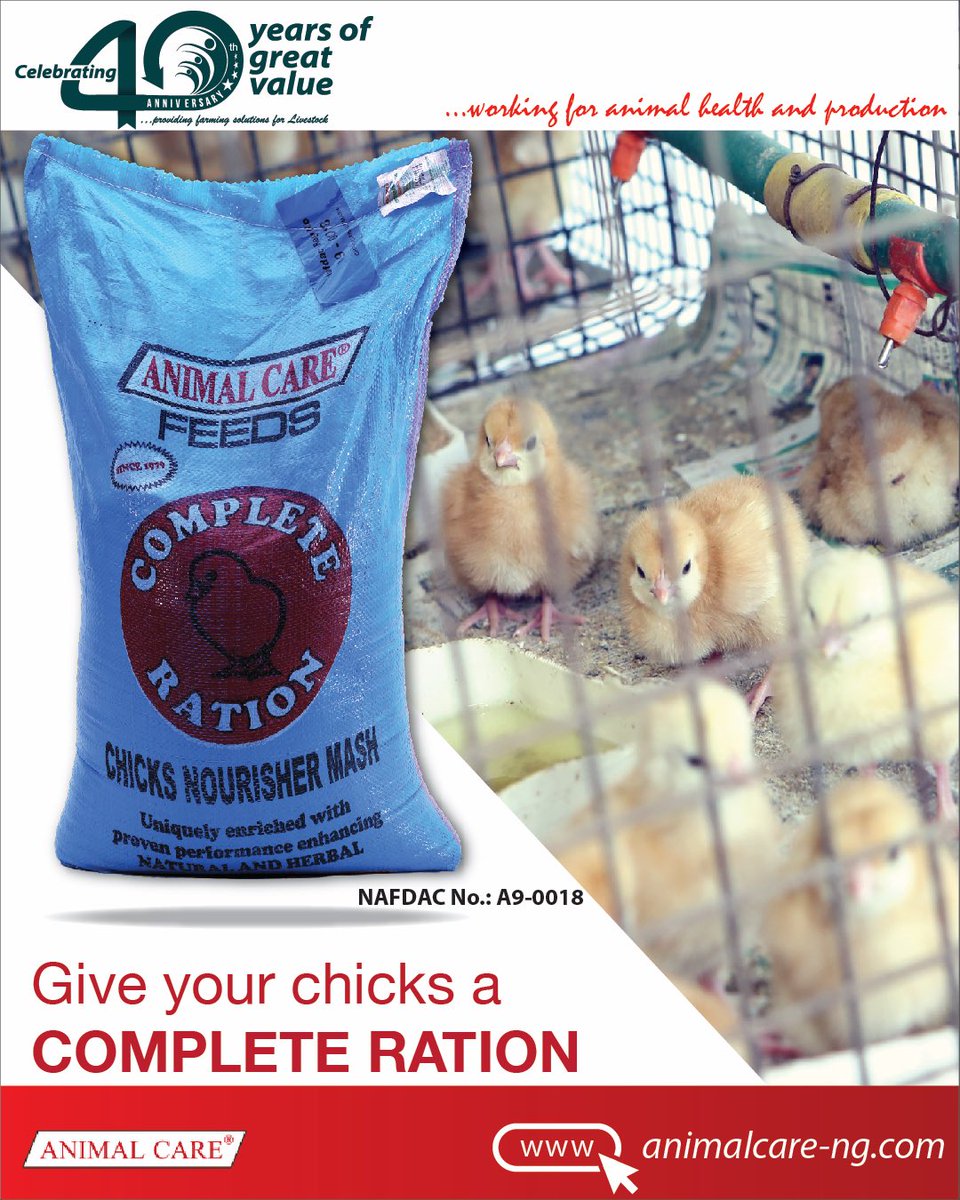 AnimalCareNig's tweet image. Specially formulated and uniquely enriched with performance enhancing additives for birds (pullets) between day old to 8 weeks. 
#animalcare #feeds #poultryproducts