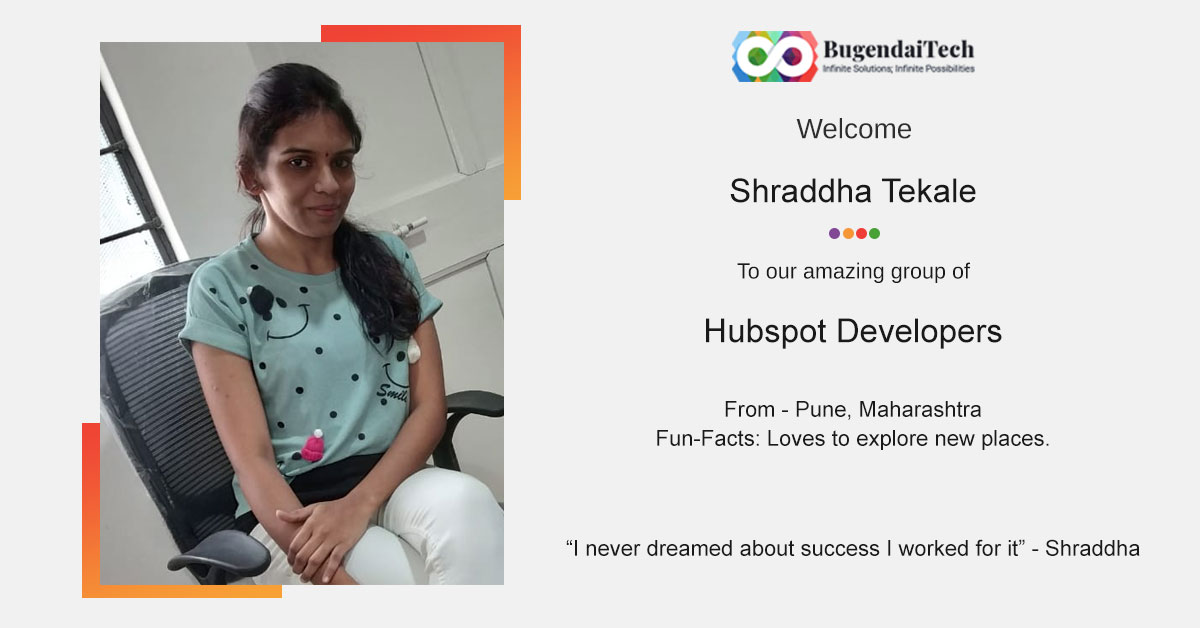 BugendaiTech's tweet image. On behalf of all of us,
Welcome onboard Shraddha! We believe you will be a terrific asset to our team, and we look forward to your input!”
She is enthusiastic, believes in hardwork, never steps back when it comes to deliverables.
#LifeatBugendai #Hubspot #Hubspotdeveloper