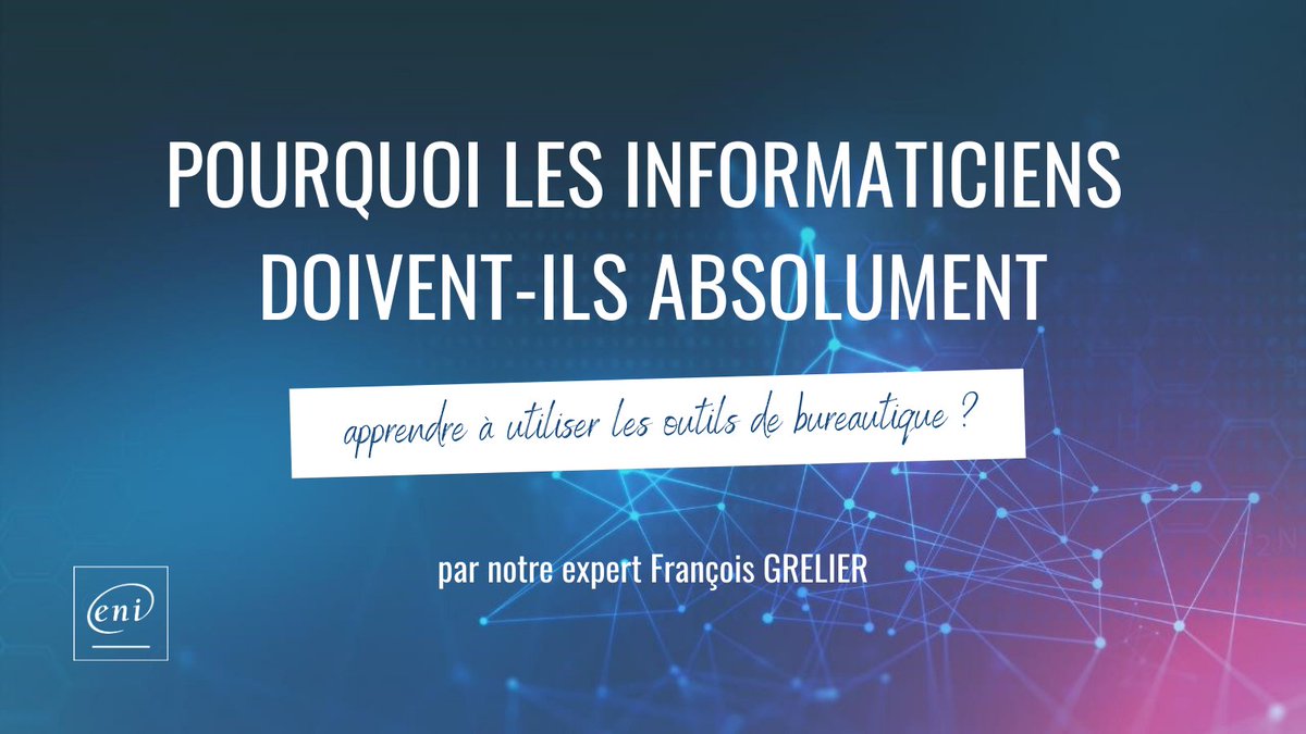 ENIEcoleInforma's tweet photo. Les outils utilisés par les informaticiens sont nombreux. Ils peuvent être « métier », mais quel que soit son domaine, les outils bureautiques sont essentiels, même pour un informaticien!
Découvrez pourquoi dans cet article de notre expert François Grelier https://t.co/kBBa7dkbPZ https://t.co/xmNHRB6jDb