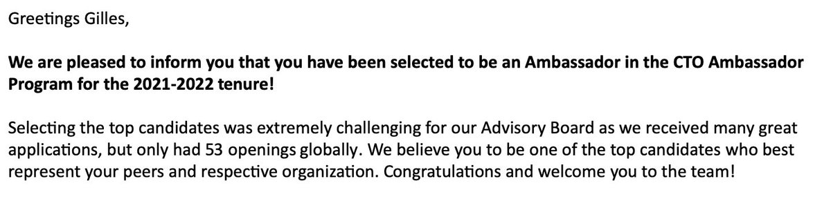 Happy to be in the CTO Ambassador program
gilles.cloud/2020/12/cto-am…
