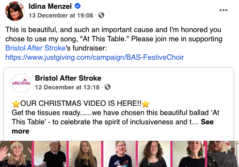bristolstroke's tweet photo. Rebeccaโs interview with @theemmabritton (@bbcrb) about Idina Menzel (AKA THE Elsa in Frozen!!) who loved our festive version of the song she wrote.
https://t.co/ehl66jK9CE...
to watch our video:
https://t.co/9oWAHMbRn5
#strokeawareness #bristol #festivechoir #atthistable https://t.co/twUTAbTem2