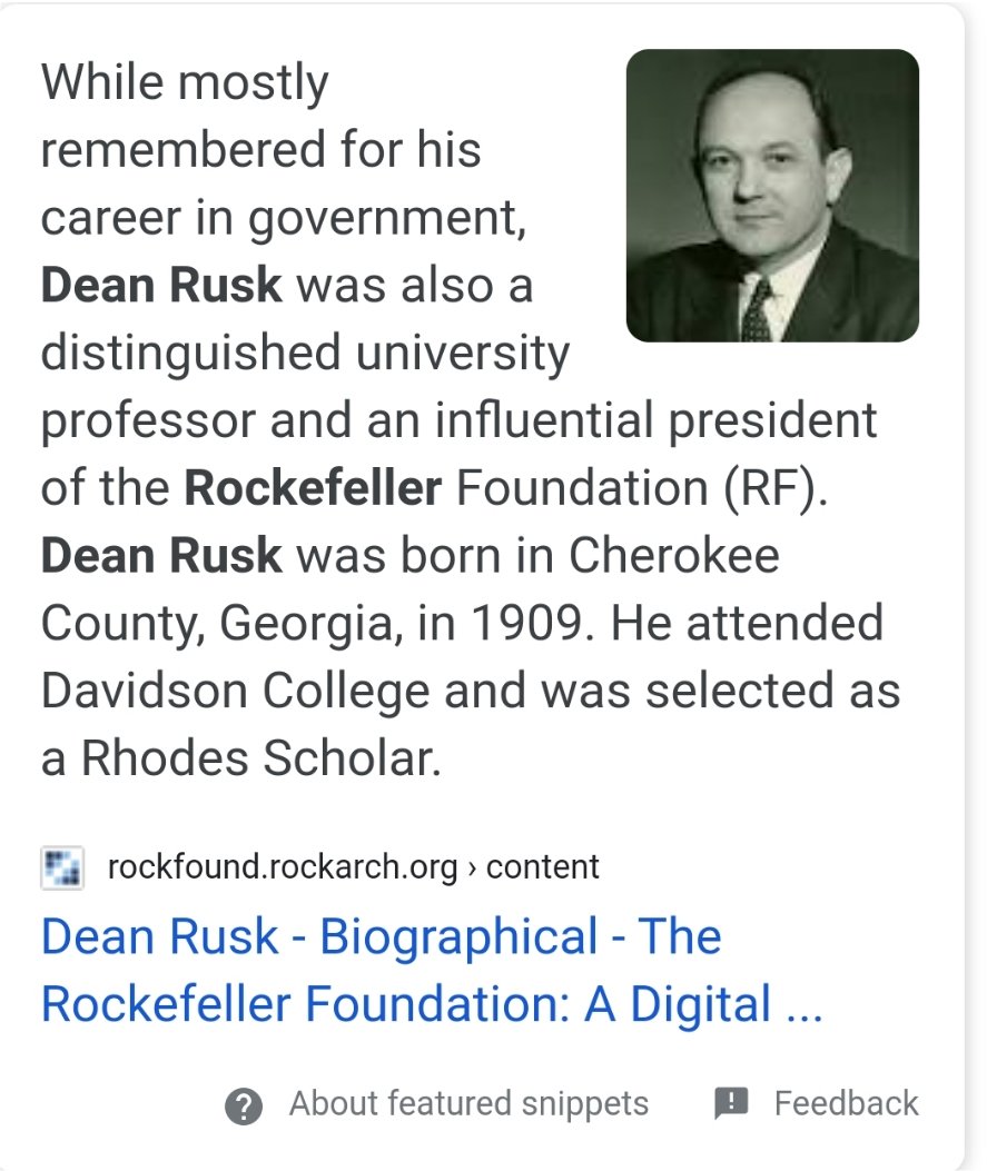 Dean Rusk was the President of Rockefeller Foundation in 1960's and he was the one who approved the full scholarship to Swαmy. Now its important to understand who was Dean Rusk and wat interest he had in approving those scholarships to students cmng frm Asia...?