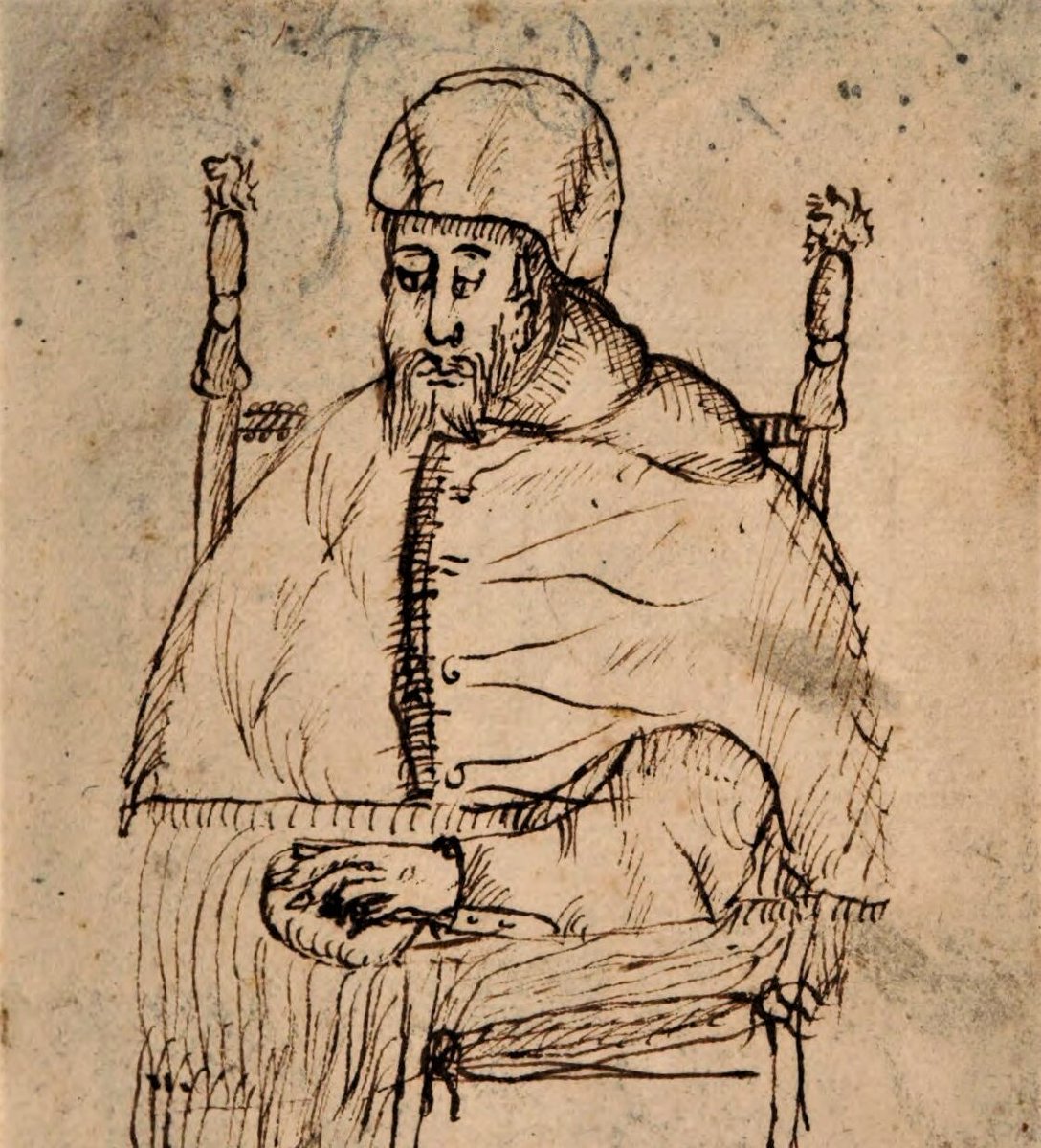 I came across this rapidly sketched ink drawing on the flyleaf of a 1570 Lyon edition of Sallust’s work on the Conspiracy of Catiline in  @bsb_muenchen and I wondered if I could track down who was supposed to be the sitter in this portrait... 1/4