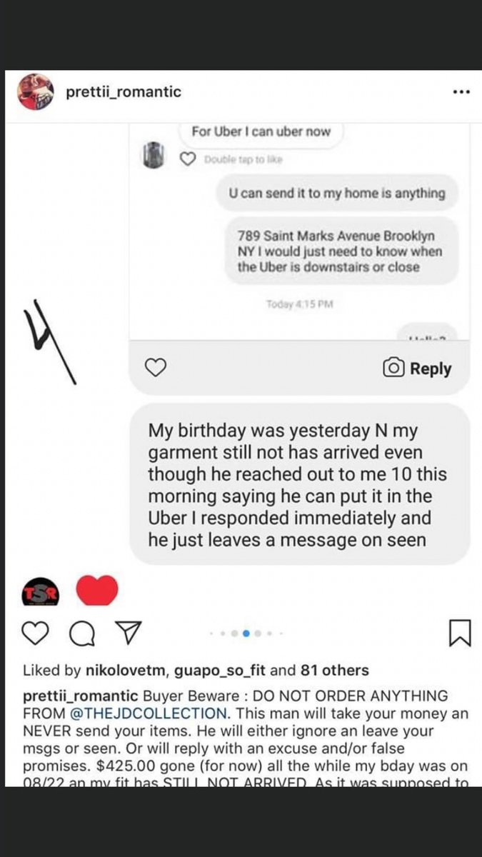 TheJDCollectio1's tweet photo. So many victims this guy needs to go to jail! #thejdcollection #thejdcollectionjustdramatic #justdramatic #thejdcollectionnewyork #rashardgentle #rashardgentlejdcollection #rashardgentlescammer #thejdcollectionscammer #newyorksammer #designerscammer #beaware https://t.co/mQsdTTZBkF