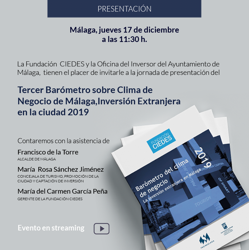 Presentación virtual del III Barómetro Negocio Extranjero de Málaga Fundación <a href="/CIEDES/">FUNDACIÓN CIEDES</a> y Oficina del Inversor del Ayto. de @Malaga, jueves, 17 de dic. a 11:30 h.
Verlo: youtube.com/channel/UCBtUQ…