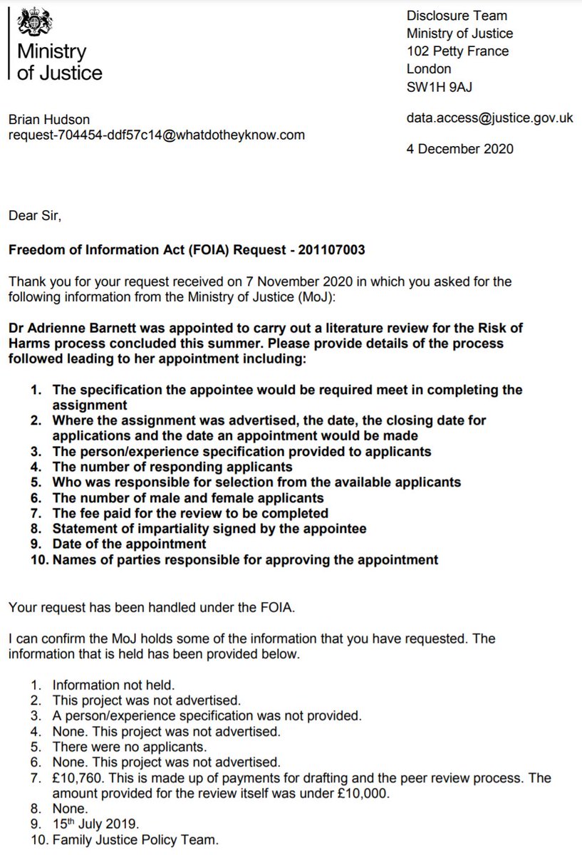 BrianHudson3333's tweet photo. If anyone was wondering what hoops adrienne barnett had to jump through to be given the role of literature review for the MoJ risk of harms panel &amp; report, here's the answer @SVPhillimore @JanLindyJames https://t.co/oibxWnYKaK