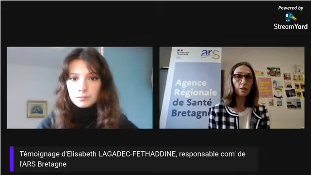 D_ChauvinBZH's tweet photo. [Live] Intervention Elisabeth Lagadec, Resp Com ARS Bretagne dans le cadre de Conférence-débat "LES COULISSES DE LA COM' PUBLIQUE EN TEMPS DE CRISE", organisé par les Master 1 @MasterComTerrR2
 @InfocomR2
 https://t.co/tNBuAx30eP cc @MasterComTerrR2 @infocomR2 @UnivRennes_2 https://t.co/C5afQ7PzA3
