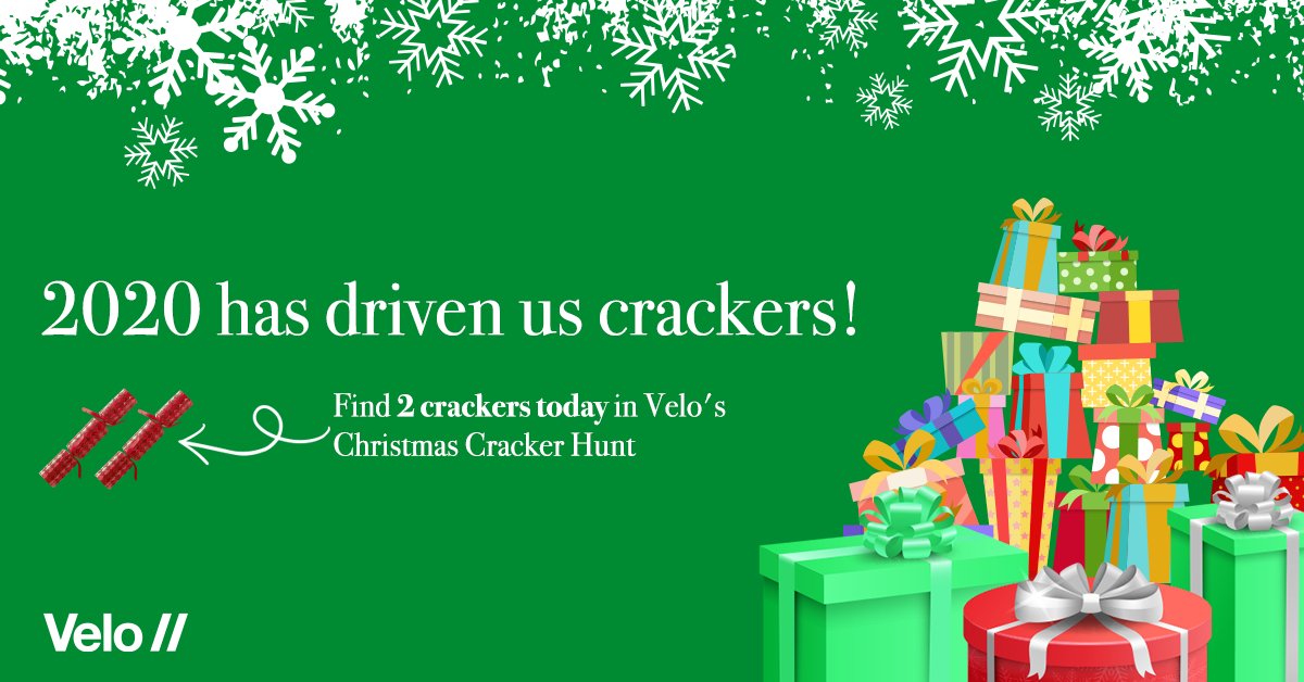 All I want for Christmas is twoooo...new crackers for you to find today in Velo's Christmas Cracker Hunt! Did you find yesterday's four with some of our best #b2bmarketing tips of the year? Go get 'em: bit.ly/3mt7Kch