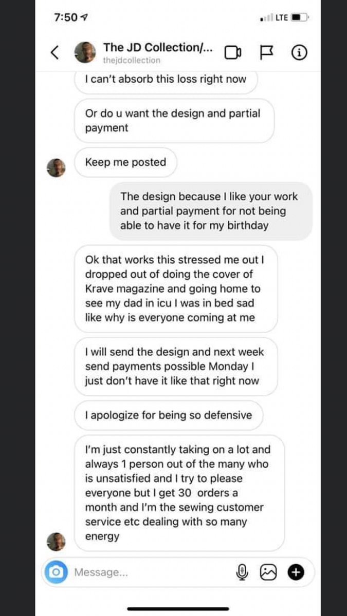 TheJDCollectio1's tweet photo. DO NOT I REPEAT DO NOT DO BUSINESS WITH Rashard Gentle OF THEJDCOLLECTION, HE IS A CROOK, A THIEF AND A POOR BUSINESSMAN. I paid for an item to wear on my birthday and to this day have not yet received it or any communication in regards 

#karmaisabitch #YouWillReapWhatYouSow https://t.co/0MCexplrja