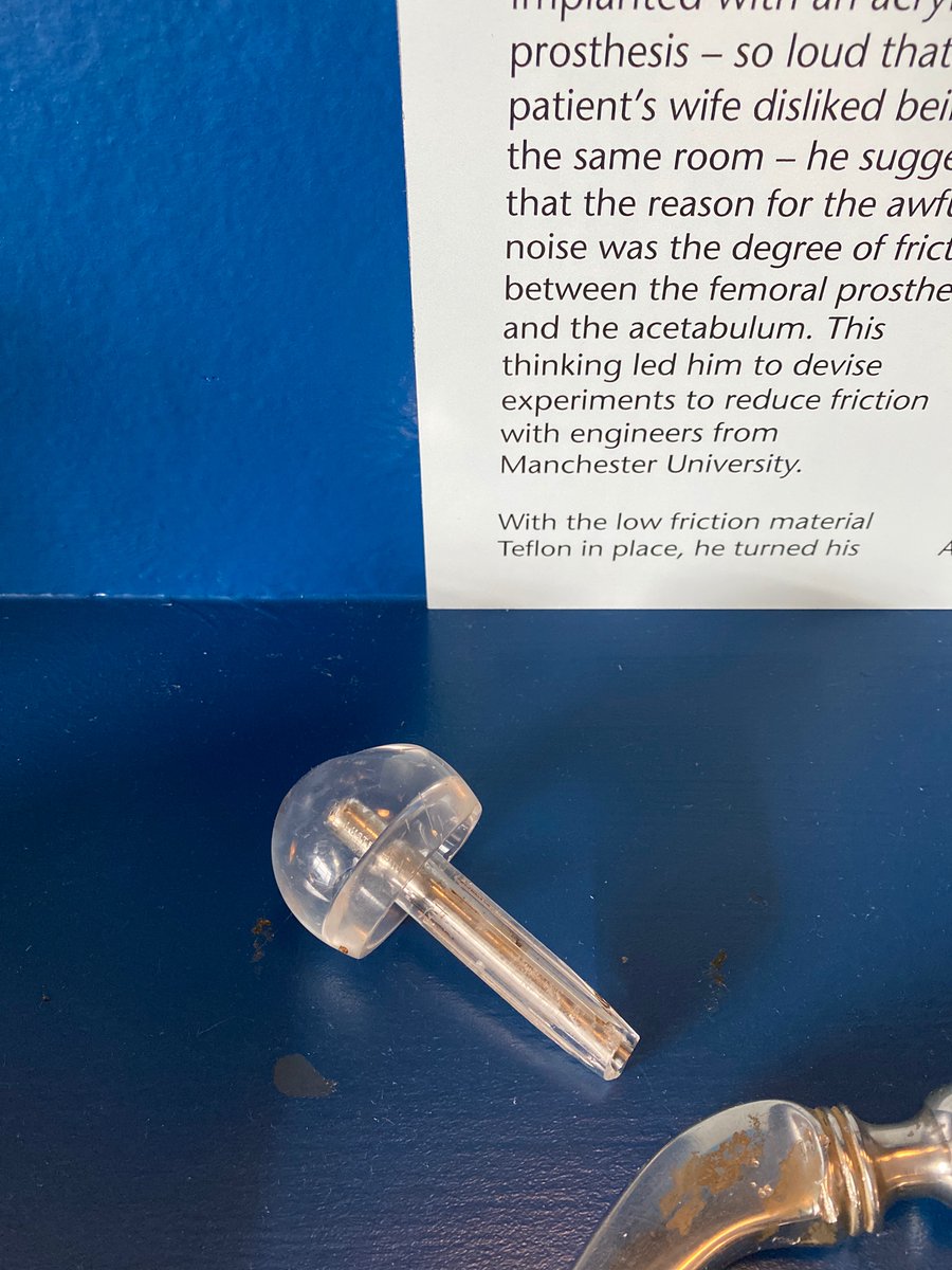 Charnley experimented with acrylic Judet- but patients and family members noted the hip squeaked. Leading him to believe this was due to friction 2/