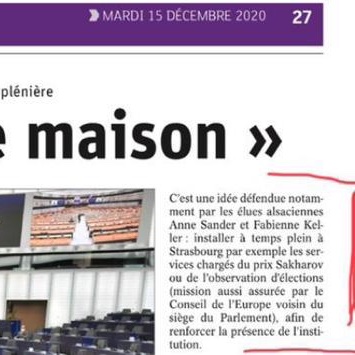 v_joron's tweet photo. 🇫🇷 Engagée depuis des mois dans la défense du siège du Parlement européen à #Strasbourg, @dnatweets n'a pas jugé utile de mentionner mon rappel au règlement au président #Sassoli. 

À Strasbourg pour avoir des nouvelles sur les députés RN, il faut lire la presse américaine ! https://t.co/TkWJtSBDtD