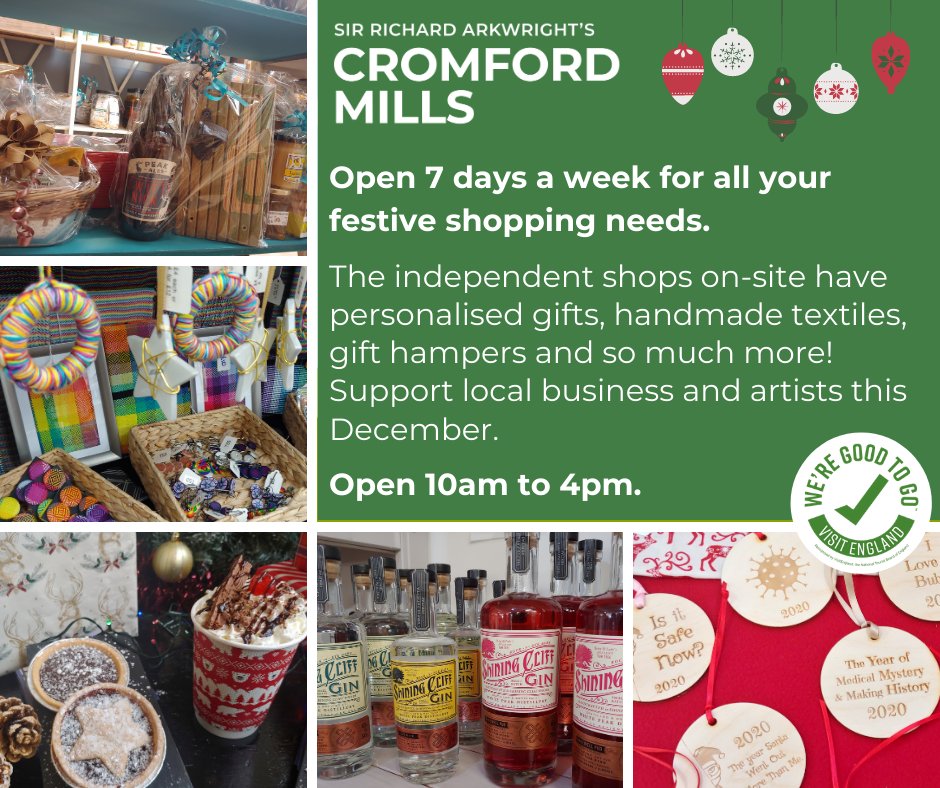 CromfordMills's tweet photo. Enjoy a walk around the historic mill yard and a festive takeaway hot chocolate from the cafe.  Open daily, 10am to 4pm, free entry. https://t.co/0MDcUdneuk