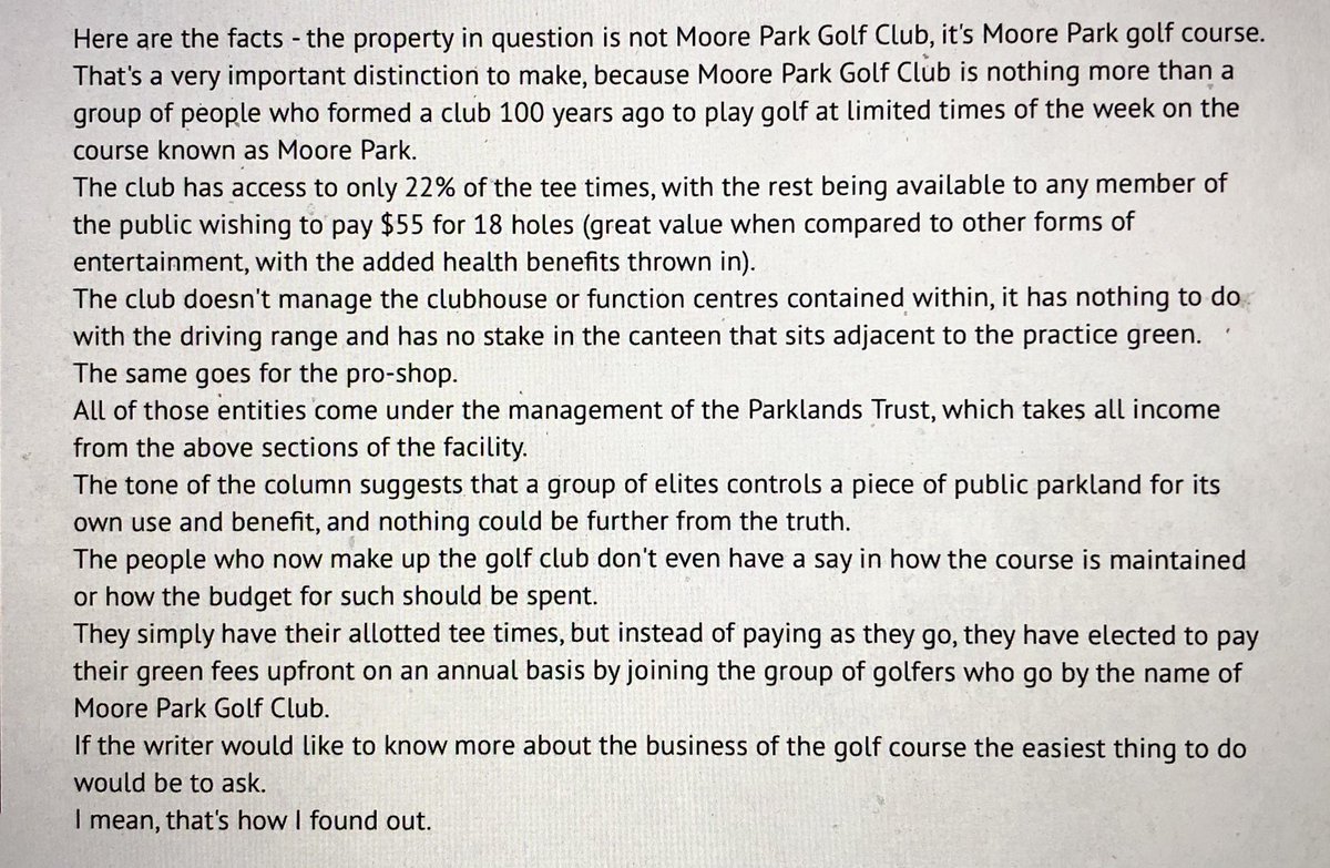 <a href="/smh/">The Sydney Morning Herald</a> <a href="/JennaPrice/">Dr Jenna Price</a> If you’ve read the article in question and you aren’t aware of what really happens at Moore Park golf course, I offer some cast-iron facts to the misconstrued idea that the property is home to a set of exclusionist elites who treat the property as their own.
