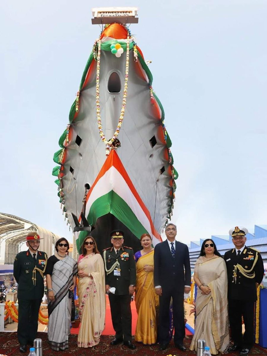 Defence_Nation's tweet photo. "HIMGIRI", A state-of-the-art guided missile stealth frigate was launched in Kolkata yesterday and will soon join the fleet of the Indian navy.
.
.
#Himgiri #stealthfrigate #launched #Kolkata #GRSE #IndianNavy #NavyFleet #defenceboost #AtmanirbharBharat #JaiHind #IndianDefence https://t.co/TFRWzEQG4e