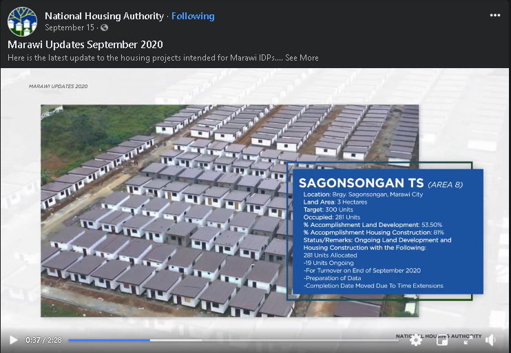 Marawi Updates September 2020. You may watch the full video and info with this link :  https://www.facebook.com/watch/?v=762858954507748