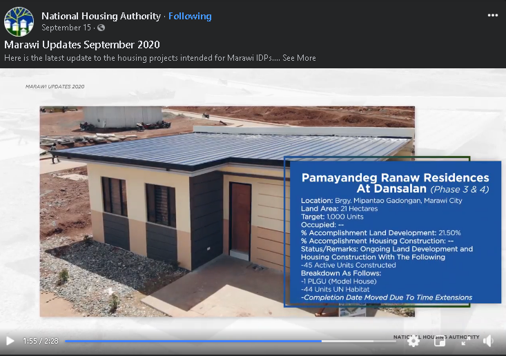 Marawi Updates September 2020. You may watch the full video and info with this link :  https://www.facebook.com/watch/?v=762858954507748