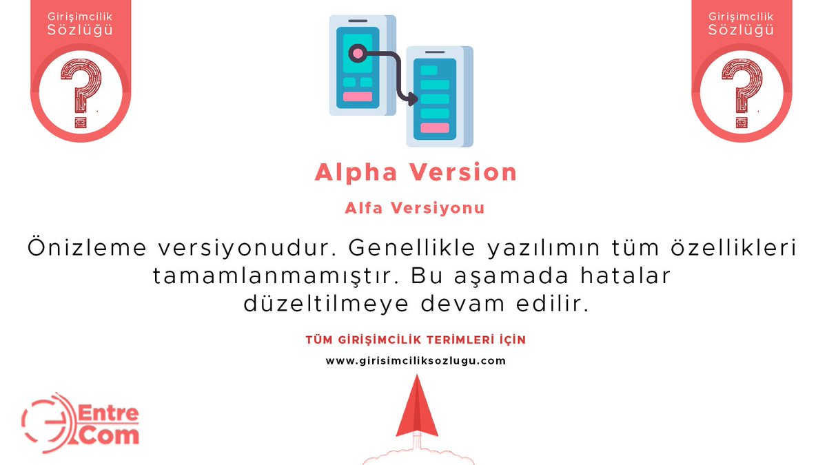 diicicom's tweet photo. Günün Terimi: Alpha Version / Alfa Versiyonu
#GirişimcilikSözlüğü #alpha #alphaversion #alfaversiyonu #yazılım #entrecom https://t.co/fZv5BMQahd