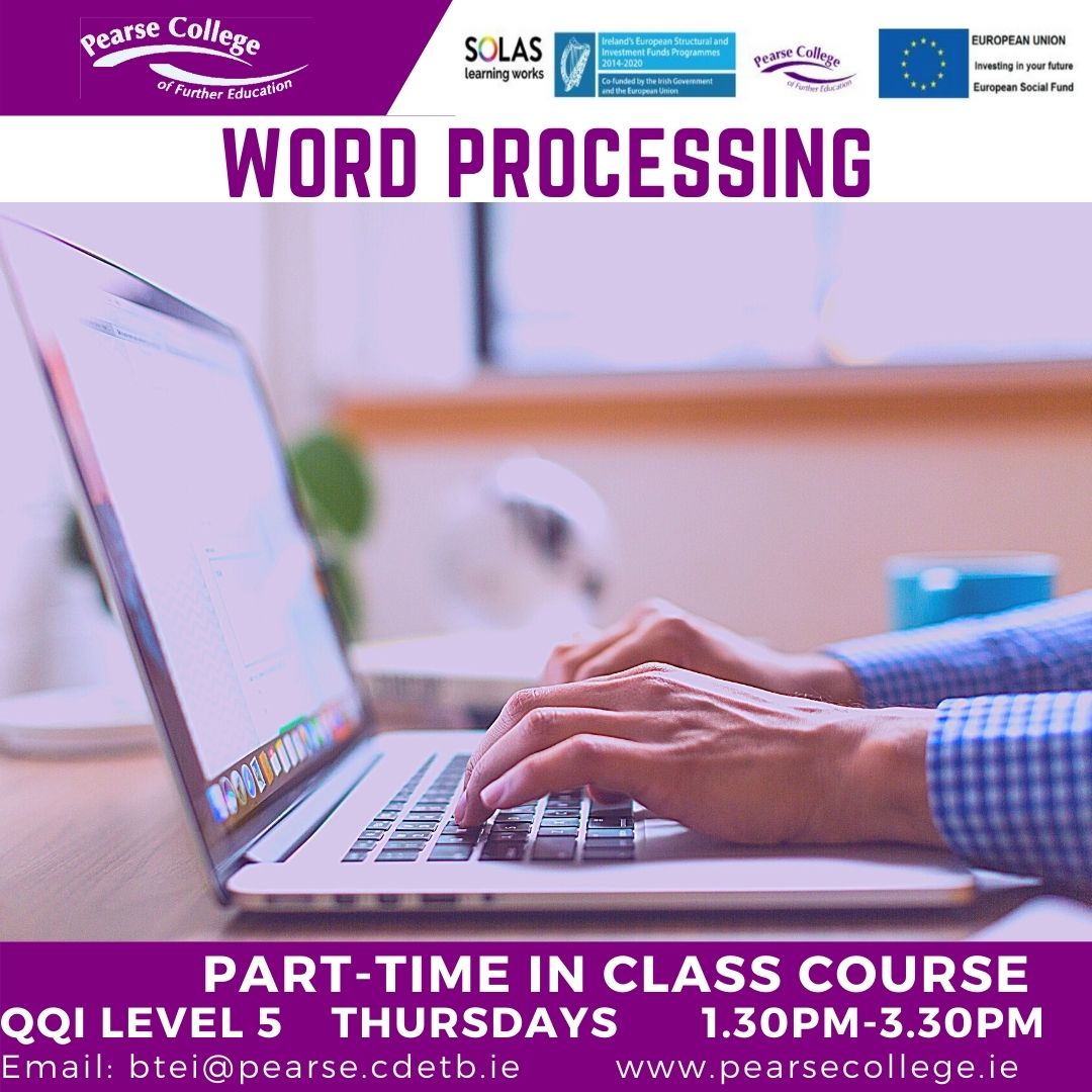PearseCollege's tweet photo. From mail merge to newsletter design, you'll learn it all in this #parttimecourse in #MicrosoftWord. Classes start in Jan 2021, apply via https://t.co/0BgMrThrzA

FREE if in receipt of social welfare &amp;/or medical card

City of Dublin ETB @Dublin12LES @CityPartnership  #BTEI https://t.co/vWSs5XybJ8
