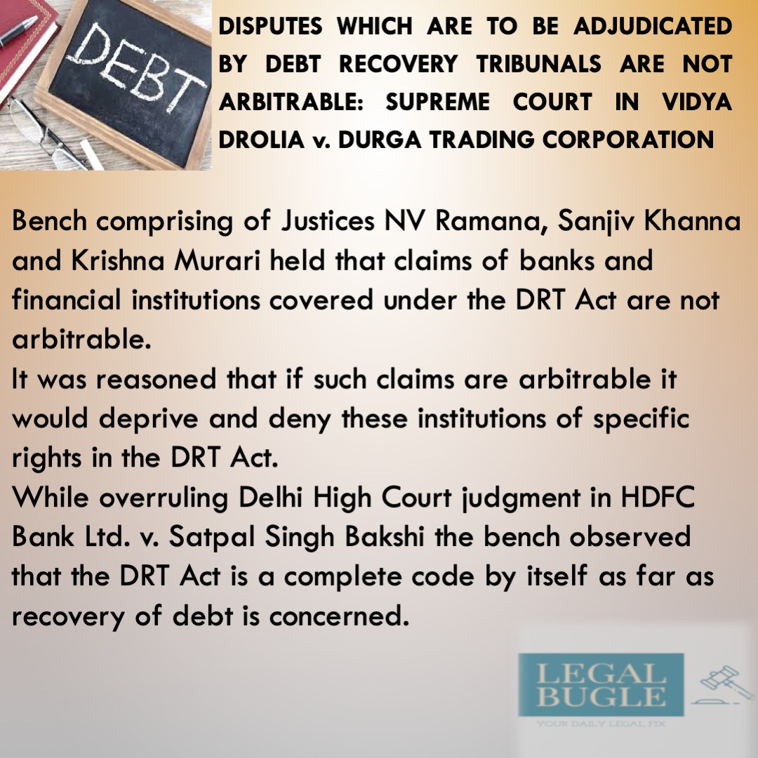 legalbuggle's tweet image. Latest judgment of the Supreme Court.
#DRT #arbitration #latestjudgment #supremecourt #legalbugle