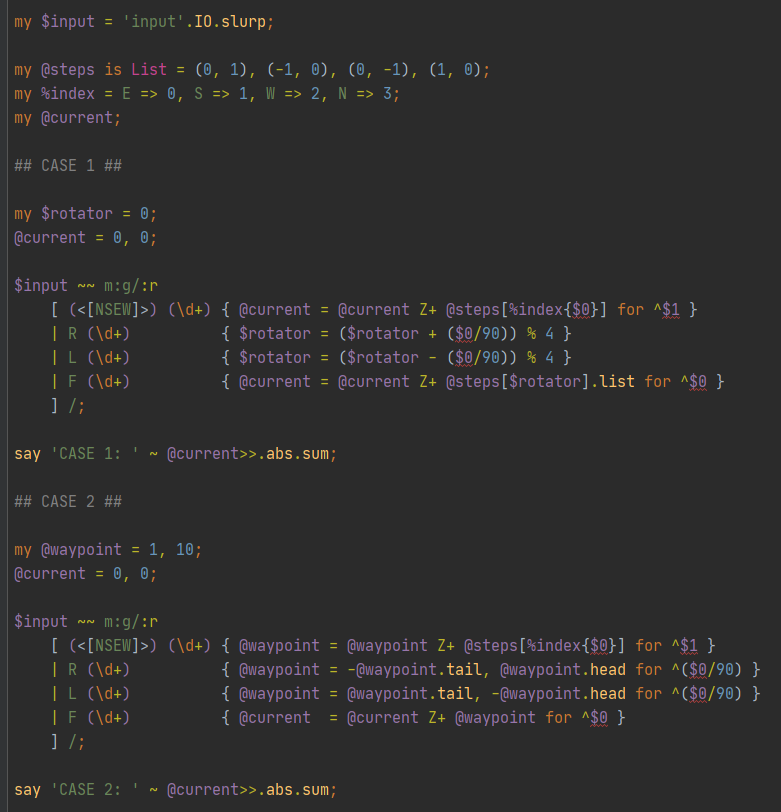 dcsjulio's tweet photo. I just completed "Rain Risk" - Day 12 - Advent of Code 2020 https://t.co/hRzDcqES3G #AdventOfCode using #rakulang
https://t.co/xKaUZbFqFu
Back to #regexes again! https://t.co/YqzmTKb5Gy