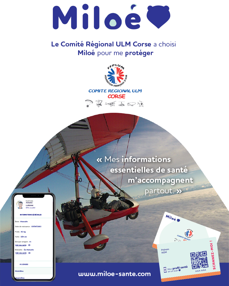 MiloeSante's tweet photo. [Partenariat – Miloé &amp; le CR ULM CORSE]

L’équipe Miloé 🍀 est fière de vous annoncer son #partenariat 🤝 avec le Comité Régional ULM Corse, établi dans une démarche de #prevention #santé.

Sereinement vôtre,
Miloé 🍀

#partenaire #Corsica #sport #sportsanté #ffplum https://t.co/3eZXXuCqpl