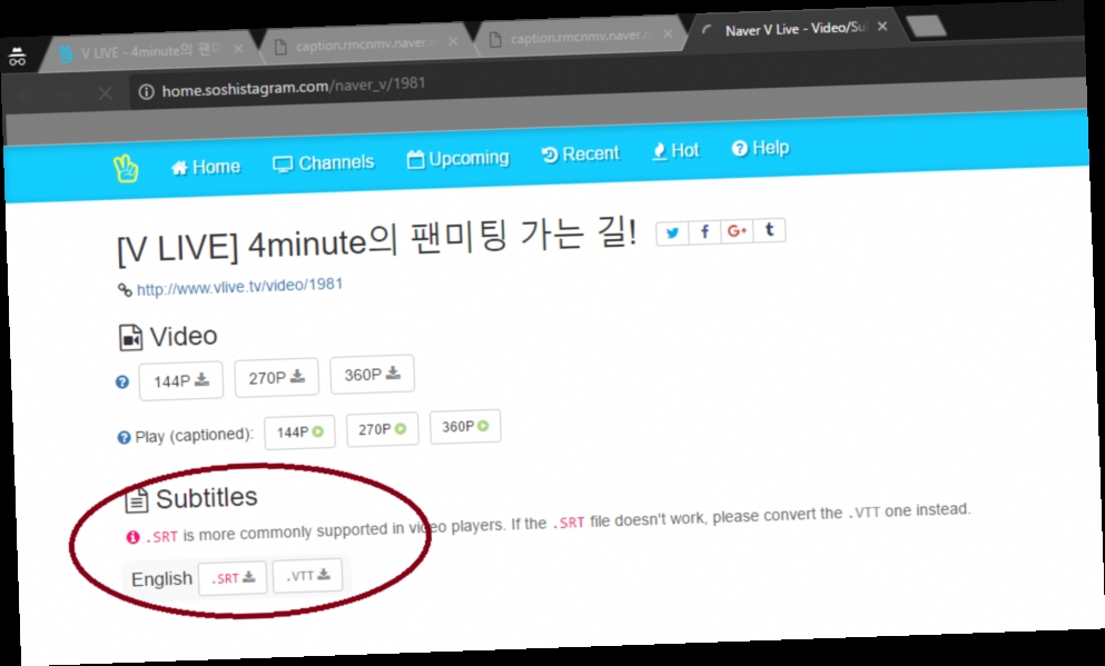 vlive subtitle file download / Twitter