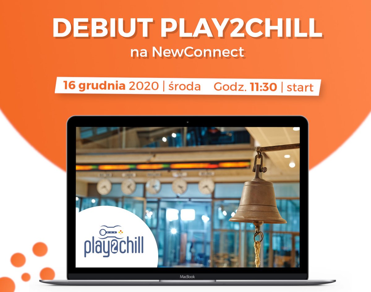 InvestorDayPL's tweet photo. 📣🔔 Zapraszamy do obejrzenia debiutu spółki @Play2Chill na rynku #NewConnect.

🗓⏰ Transmisja rozpocznie się 16 grudnia o godzinie 11:30 na kanale YouTube Giełdy Papierów Wartościowych w Warszawie.

✅ Link do transmisji 👉 https://t.co/AGOuod51cb

#debiut #giełda https://t.co/PMAWoZOmDN