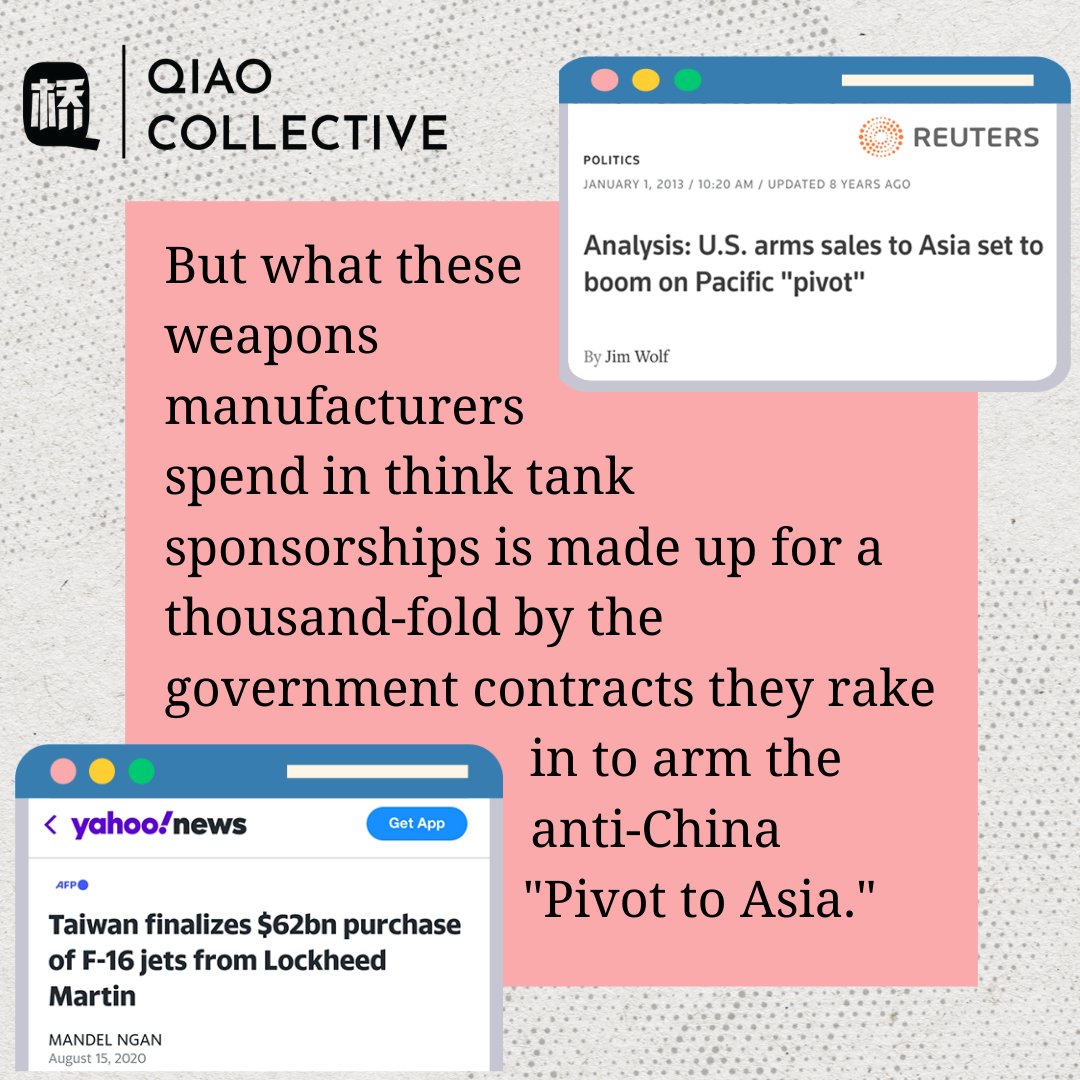 The incestuous relationship between the weapons industry, security think tanks, and the State Dept is paving the path to war on China. Learn how the military-industrial complex will profit from war on China.ARTICLE ‣  https://qiaocollective.com/en/articles/sinophobia-incVIDEO ‣ 