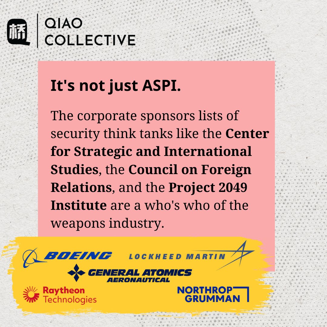 The incestuous relationship between the weapons industry, security think tanks, and the State Dept is paving the path to war on China. Learn how the military-industrial complex will profit from war on China.ARTICLE ‣  https://qiaocollective.com/en/articles/sinophobia-incVIDEO ‣ 