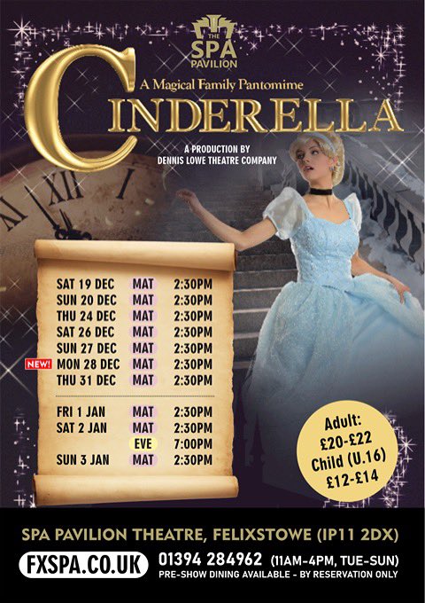 4 DAYS TO GO!!

Some performances are almost sold out! - Book now before it’s too late!

Don’t miss the socially distanced ball this Christmas! <a href="/SpaPavilion/">Spa Pavilion</a>