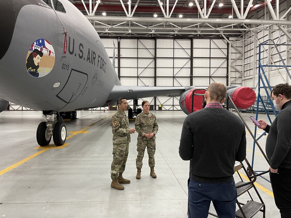 RAFMildenhall's tweet photo. #TeamMildenhall leaders talked with Air Forces Monthly and @Combat_Journal yesterday about how partnerships are key to success ✈️
#100ARW #352SOW #95RS #488IS https://t.co/VowdQk7QFB