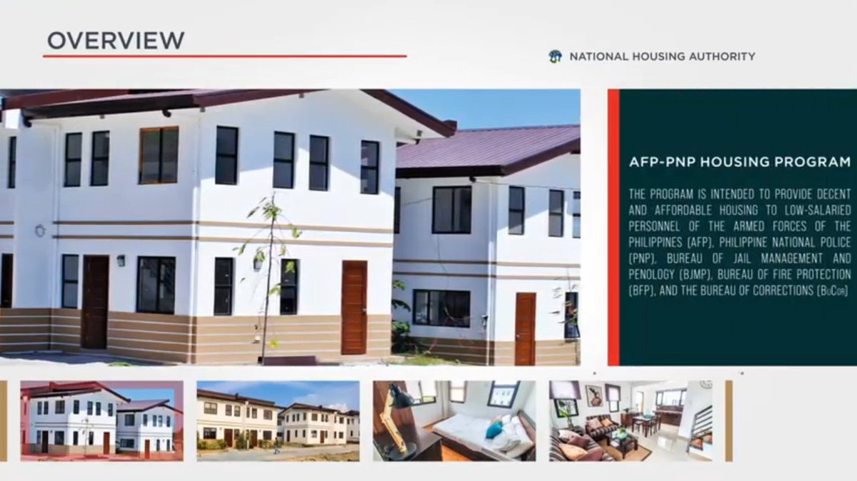 This Program is intended to provide decent and affordable housing to low salaried personnel of the AFP/PNP/BJMP/BFP and BuCor  https://nha.gov.ph/&nbsp;