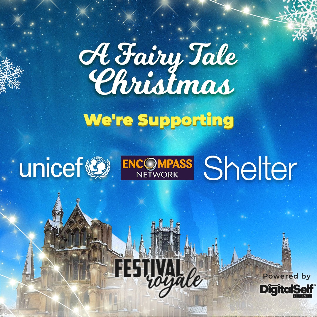 We are beyond proud to be supporting <a href="/UNICEF/">UNICEF</a>
<a href="/encompassnet/">Encompass Network</a> &amp; <a href="/Shelter/">Shelter</a> at <a href="/Festival_Royale/">Festival Royale</a> 's marvellous Fairy Tale Christmas this Christmas Eve. 🎄🙌🎄🙌🎄 
For your streaming online tickets please visit... digitalselflive.com/shop/afairytal…