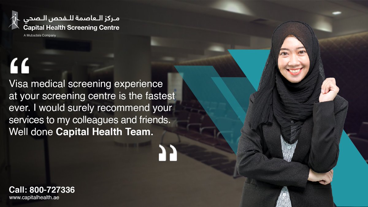 CapitalHealthAE's tweet photo. Easy appointment booking, professional staff, quick and easy visa screening – all that we do is guided by one aim – customer satisfaction!
#WeAreCommitted #CapitalHealthAE #VisaScreening #MedicalScreening #AbuDhabi https://t.co/B9PvzLD6Y4