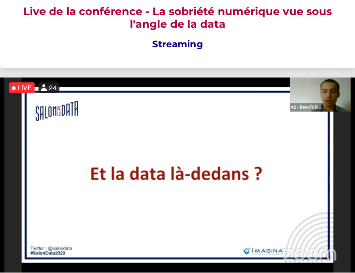 Salon Data (@salondata) on Twitter photo La sobriété numérique vue sous l'angle de la data?
C'est le sujet qu'aborde en ce moment Benoit DURAND, collaborateur <a href="/Wavestone_NTE/">Wavestone Nantes</a> au travers des deux segments suivants: le segment Datacenter et le segment réseau 👍
#SalonData2020 La sobriété numérique vue sous l'angle de la data?
C'est le sujet qu'aborde en ce moment Benoit DURAND, collaborateur <a href="/Wavestone_NTE/">Wavestone Nantes</a> au travers des deux segments suivants: le segment Datacenter et le segment réseau 👍
#SalonData2020