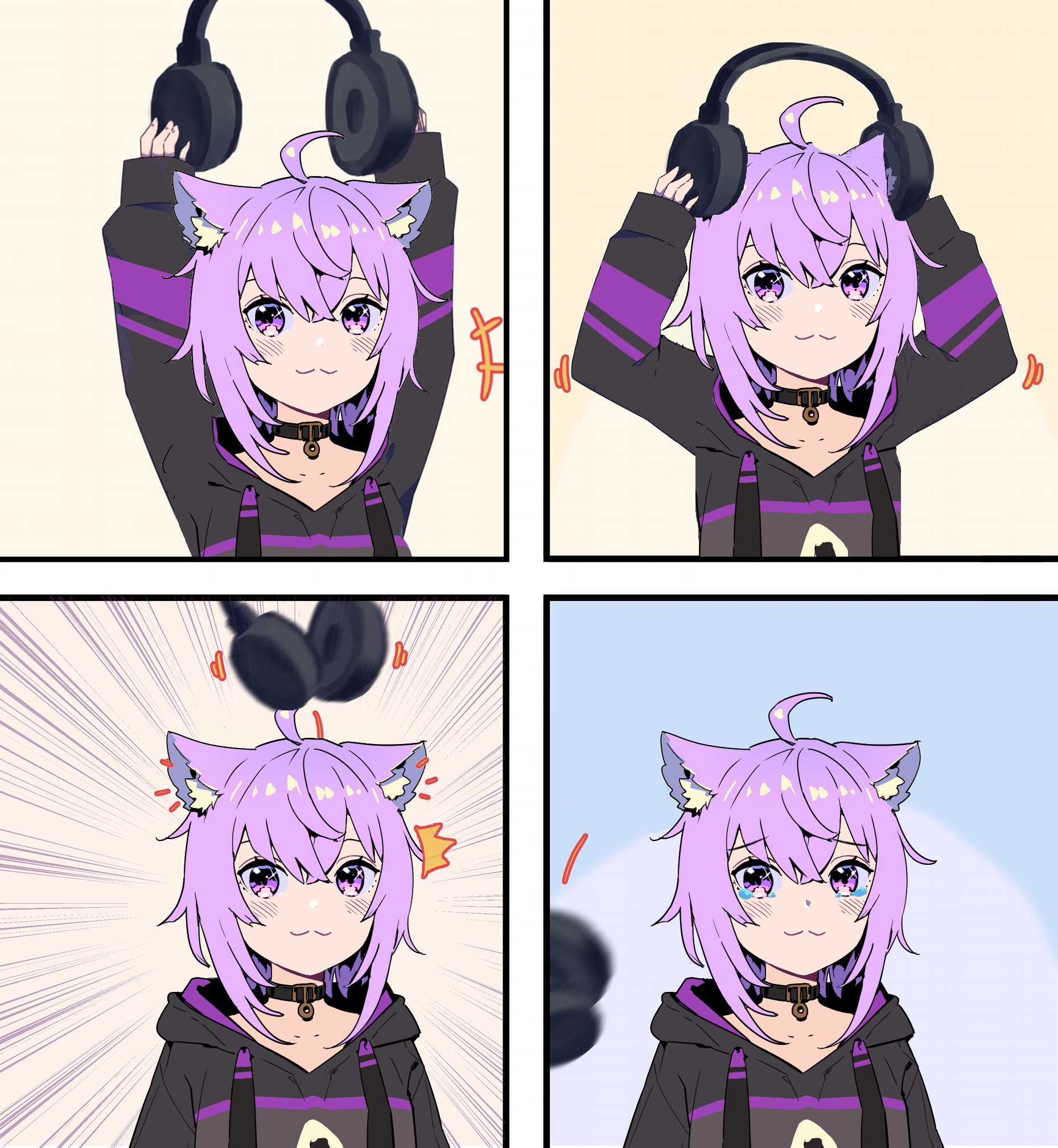 anime_irl on X: Catgirl struggle with headphones