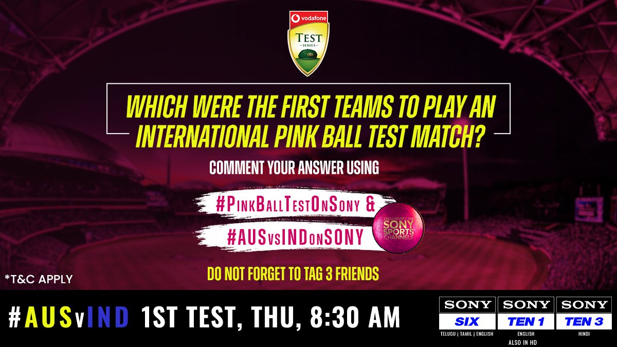The #PinkBallTestOnSony contest is here 🤩 
Don't miss out on winning a Pink ball 😍

Comment your answer and spread the word 📢

#AUSvsINDonSONY #AUSvIND #SonySports #ContestAlert #contest