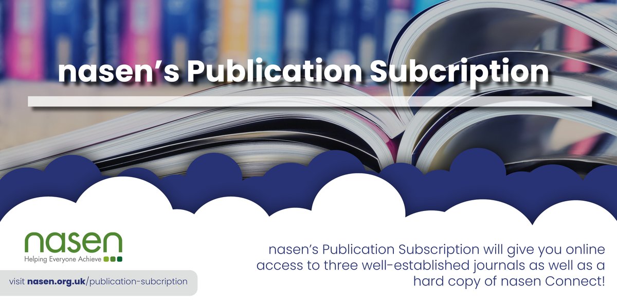 nasen_org's tweet photo. COMING SOON Jan 21: nasen's Publication Subscription will give you online access to three well-established journals; #SUFL, #JORSEN and #BJSE, as well as a hard copy of nasen #Connect! Register your interest today: https://t.co/YN6ajAU9cc
#PublicationSubscription @WileyEducation https://t.co/0j7NE40Zf3