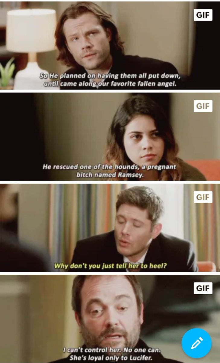 братьям снова приходится косвенно иметь дело с Люцифером, которого Кроули держит в Аду и не говорит об этом парням как именно. 12х15