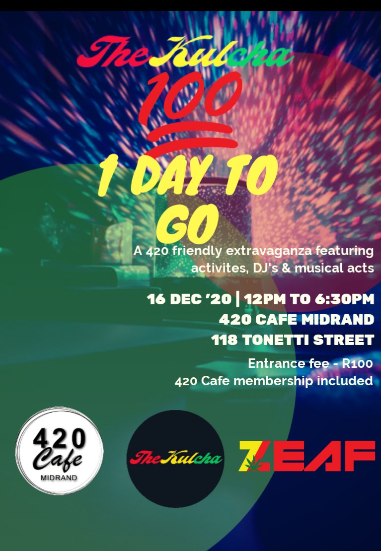 TheKulchaZA's tweet photo. @jinxinkparlour will also be on deck for all your tattoo needs on #Kulcha100. Check the poster for prices.
#Mmemberville
#CannabisCommunity https://t.co/KVAA5xDZg7