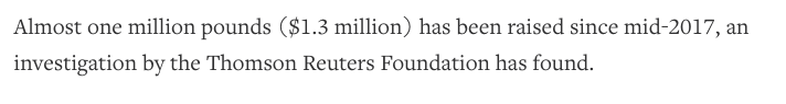 Adding up some numbers in the public domain is not much of an investigation. It is the work of a pocket calculator and 15 minutes. The rest of the time was spent looking for the fabled shady right wing money... none was found