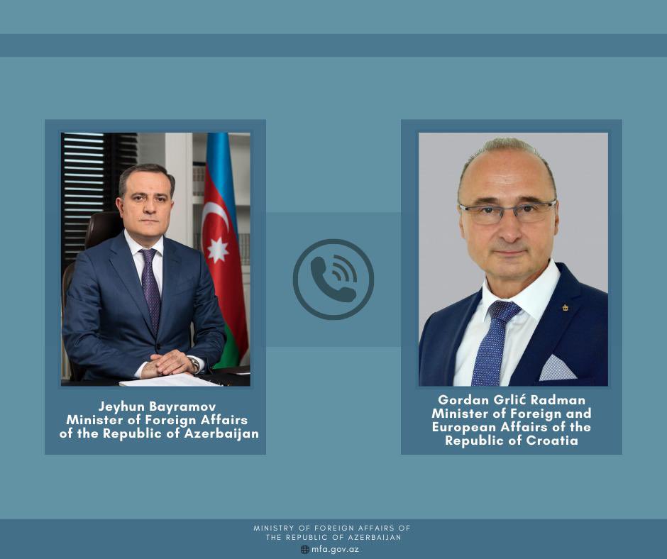 Bayramov_Jeyhun's tweet photo. Exchanged views on the current situation in the region and issues of 🇦🇿🇭🇷 cooperation with Croatian FM Gordan Grlić Radman.

The importance of implementation of November 10 trilateral agreement in terms of ensuring lasting peace, security &amp; prosperity in the region was stressed. https://t.co/K5OhO1t2l9