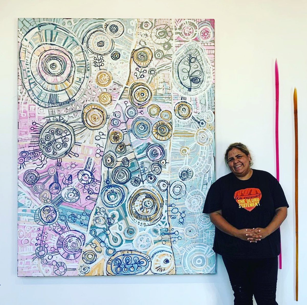 apyacc's tweet image. #Repost @sallscales
・・・
First painting done and sold! So grateful for my elders and art leaders, who worked so hard to open our galleries. Thankful that we have a space where young and emerging artists from APY can shine. @apy_ac_collective ❤️ #sold #firstwork