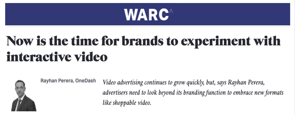 _OneDash's tweet photo. We're continuing our review of the year and looking back to when we wrote for @Warc about the need for brands to experiment with interactive video. Grateful for the opportunity! Read it for yourself here: https://t.co/jXzM3u8t8A https://t.co/cfN02jfcyf